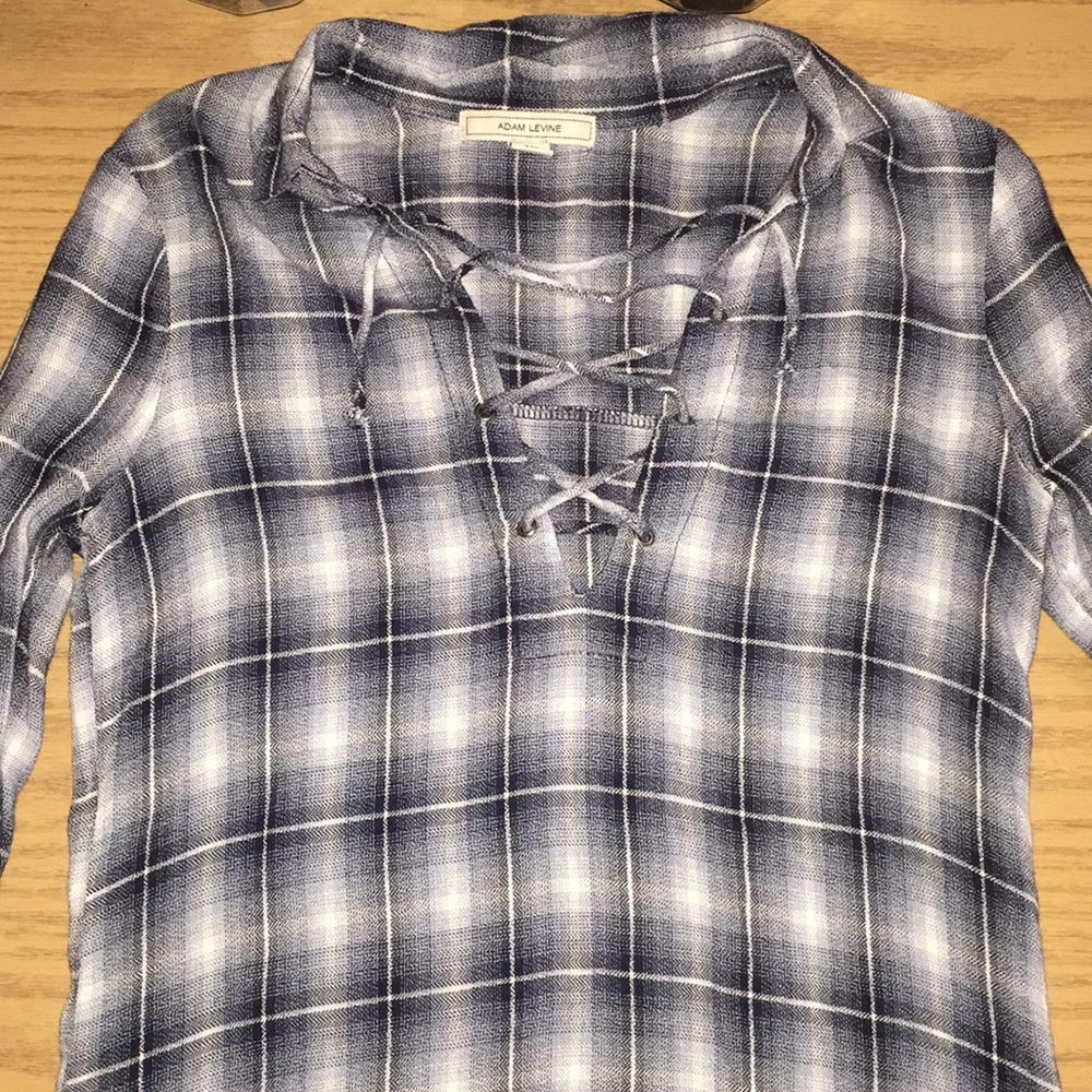 Blue Adam Levine design plaid shirt